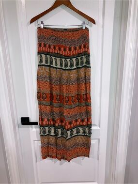 HKR Collections Orange Boho Print Strapless Dress - size L